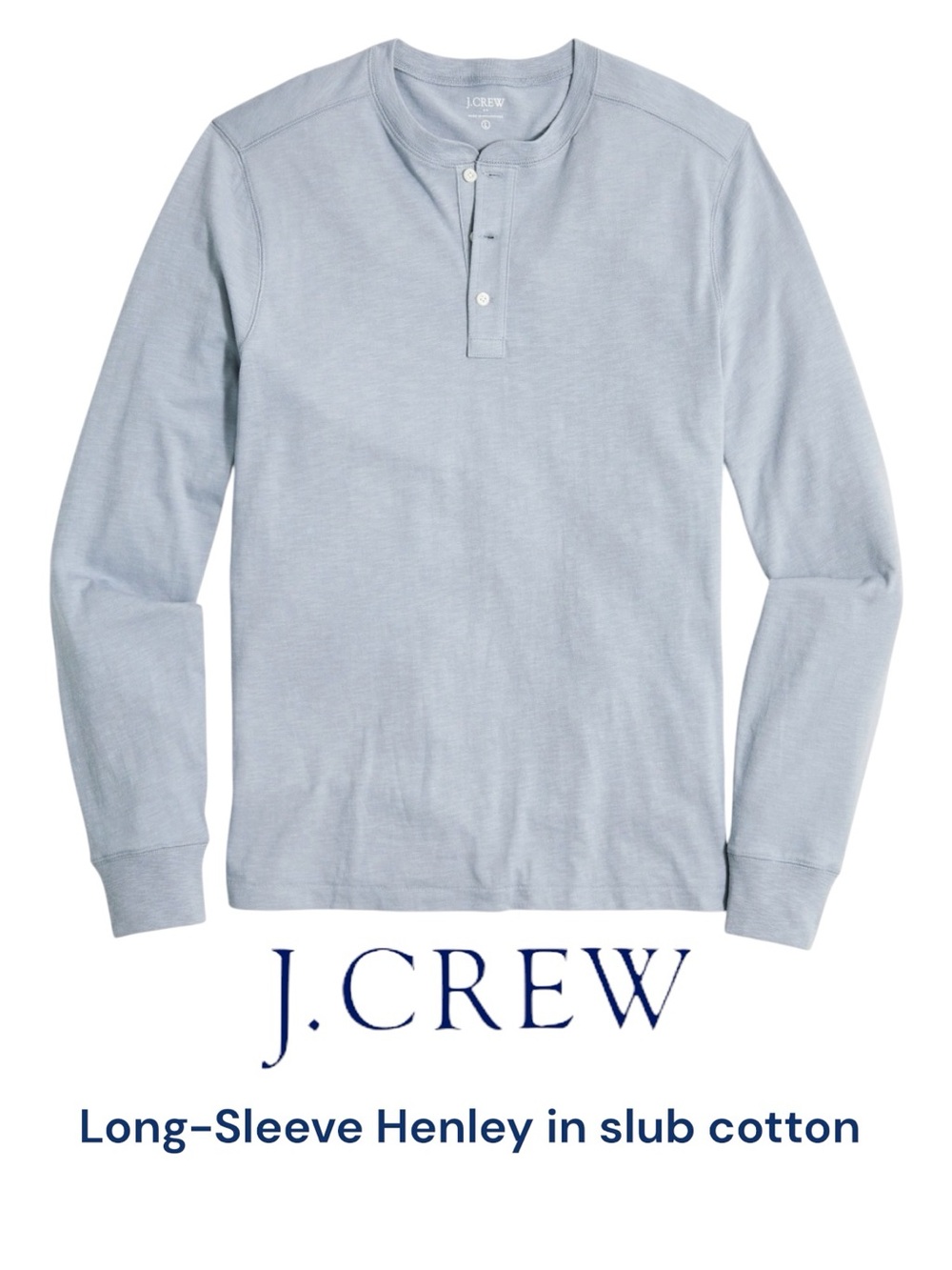 J. Crew Long-sleeve henley in slub cotton • Size M • Light Blue • Never Worn